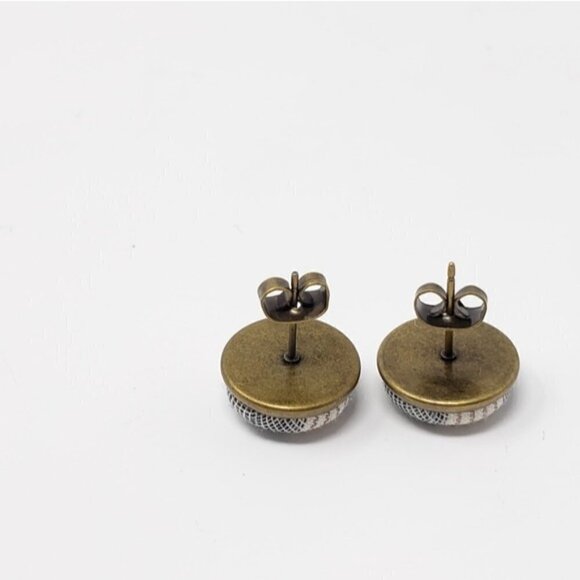 New Handmade | Upcycled Stripe Stud Earrings - Picture 3 of 4